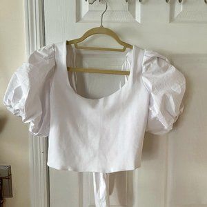 Anthropologie Puff Sleeve cropped top sz S NWOT